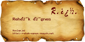 Rehák Ágnes névjegykártya